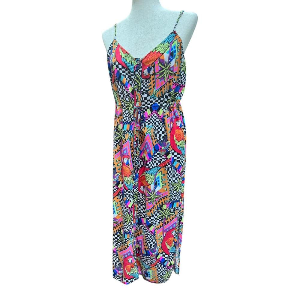 Mara Hoffman Swim Collection Parrot Print Midi Dress Size M – Tropical Festival - Picture 3 of 12